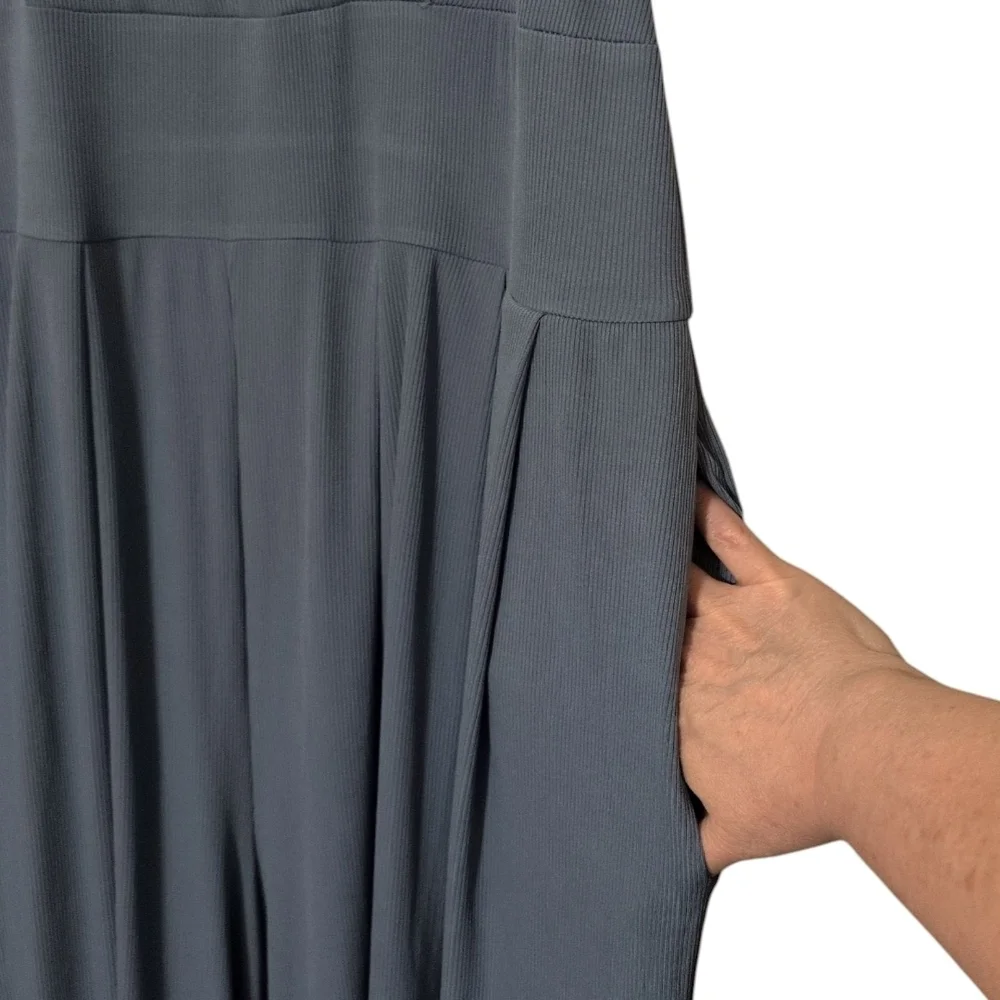 CIDER Blue V-neck Cami Wide Leg Jumpsuit W/ Pockets - Picture 6 of 8